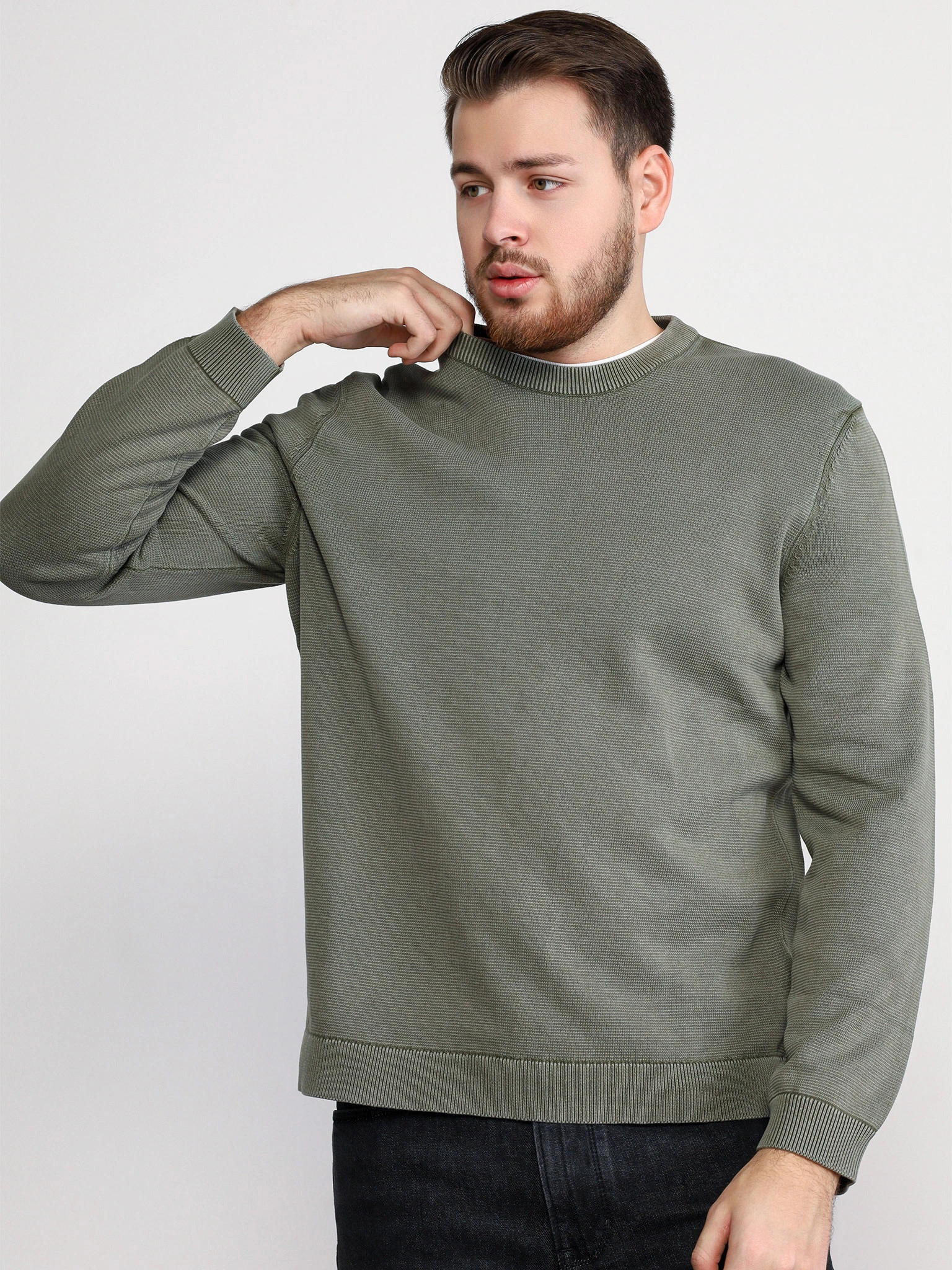 Пуловер цвета хаки из хлопка